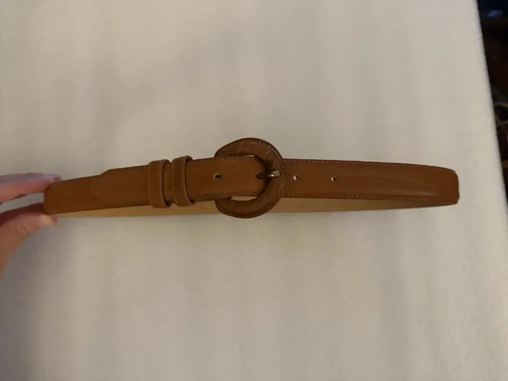 Cipriani Italian Brown Genuine Shrunken Buffalo Leather Belt Saddle Cognac L